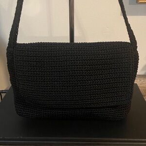The Sak Elliott Lucca Black Woven
Crochet Shoulder Bag Lined Interior